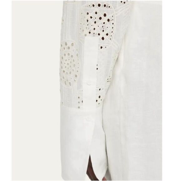 A.L.C. "Mason" front twist linen top featuring eyelet detailed sleeves-X1 - Picture 4 of 10